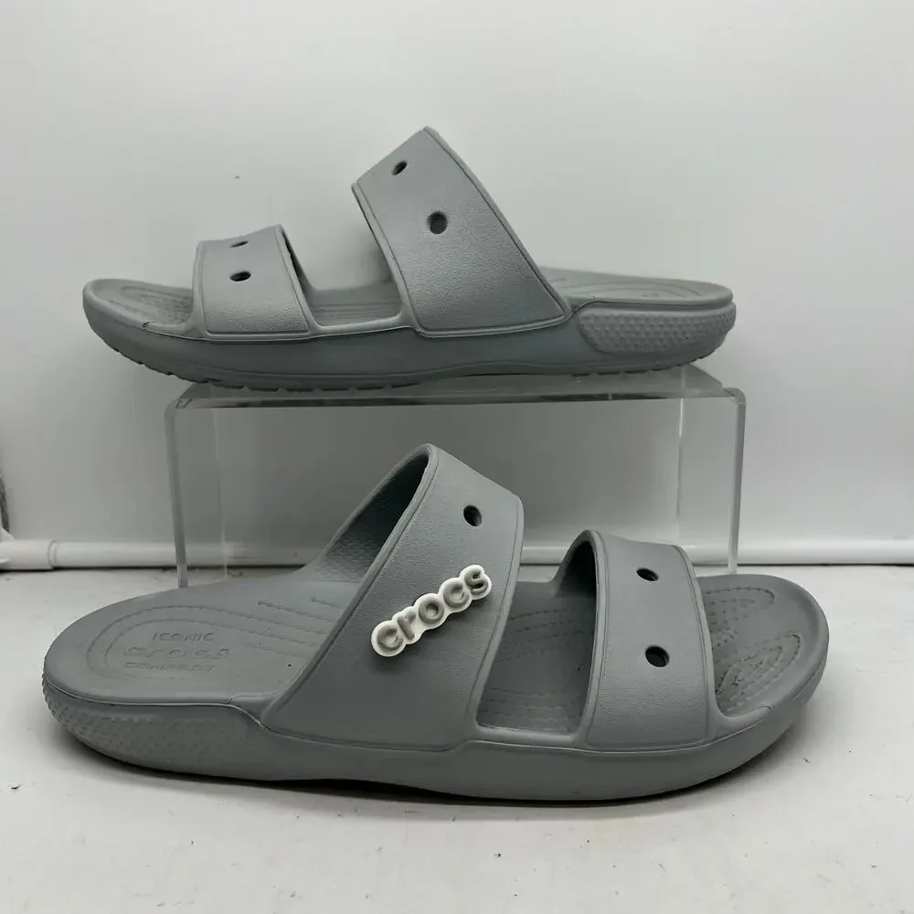 Crocs Classic Slide Sandals Women 11 Mens 9 Double Strap 206761 Gray